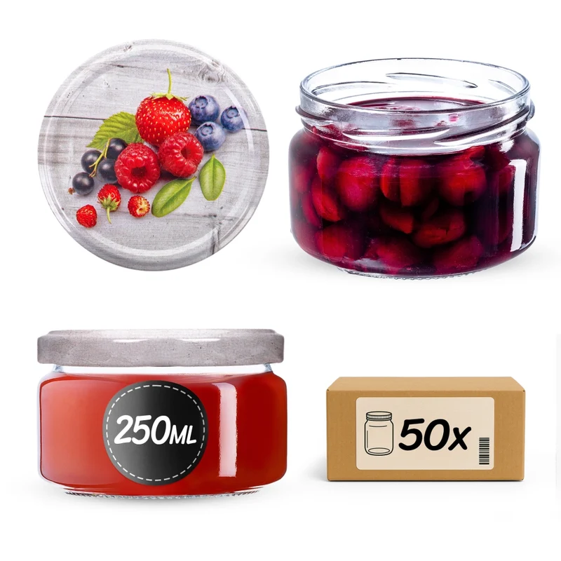 KADAX Barattoli per conserve Denia 250ml 50pz 82mm + coperchio "Mirtilli"