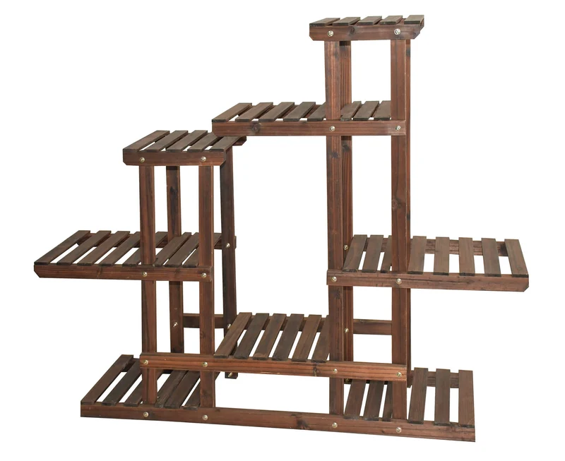 Fioriera Portavasi in Legno 120x98 cm 8 Posti Noce