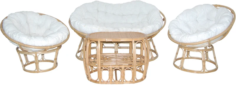 Set da Giardino Divano Poltrone e Tavolino in Canna Manao Morel Papasan