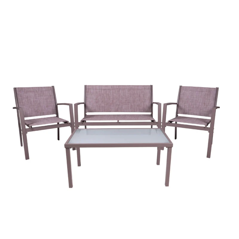 Set da Giardino Divano Poltrone e Tavolino in Metallo Vandi