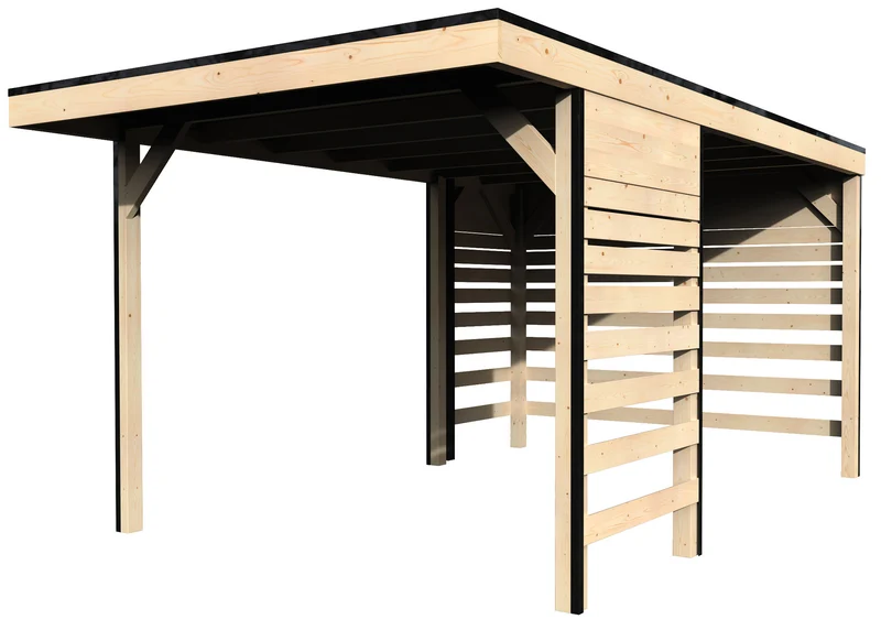 Box Auto Garage da Esterno 3,02x4,38m Senza Pavimento in Legno Abete Carport