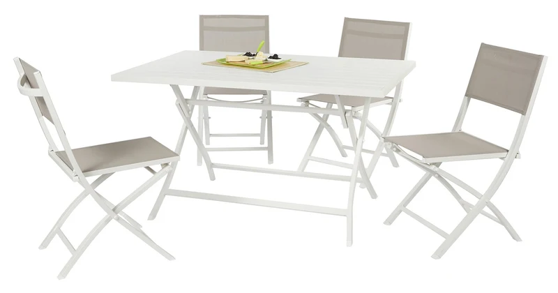 Tavolo da Giardino 130x77x73 cm in Alluminio Bianco Opaco