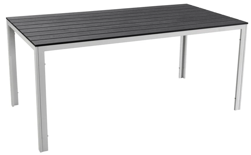 Tavolo da Giardino 156x78x74 cm in Polietilene e Metallo Grigio e Bianco
