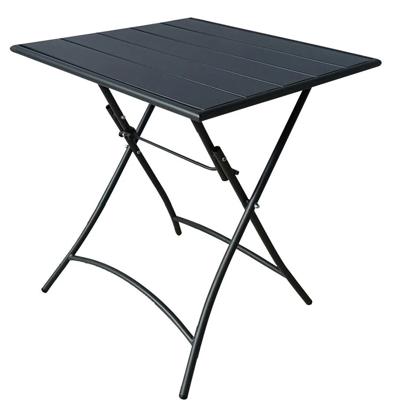 Tavolo Pieghevole da Giardino 60x60x72 cm in Acciaio Grigio Scuro