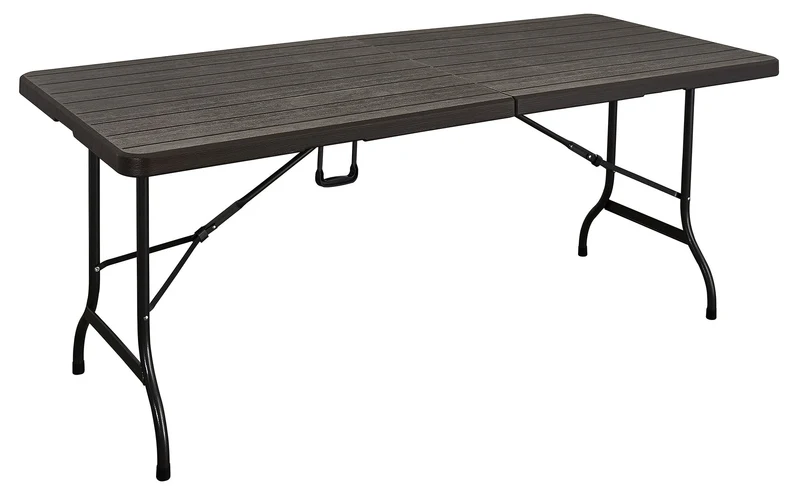Tavolo Pieghevole da Giardino 180x75x72 cm con Top Effetto Legno