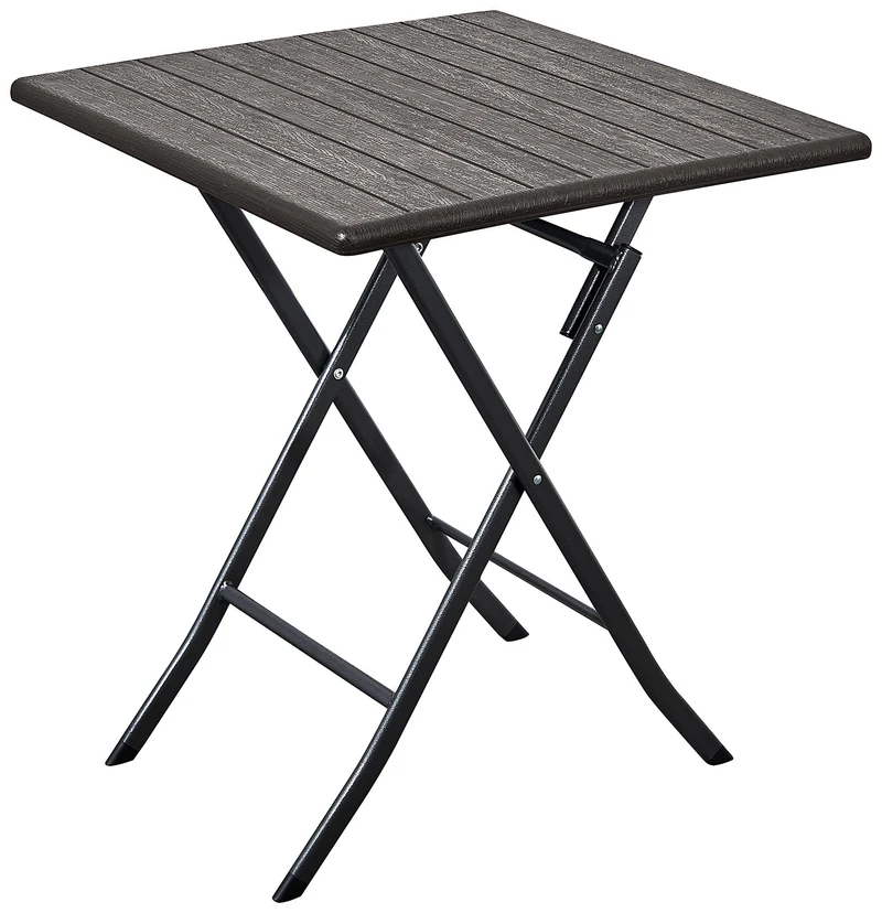 Tavolino Pieghevole da Giardino 62x62x73 cm in Acciaio Marrone