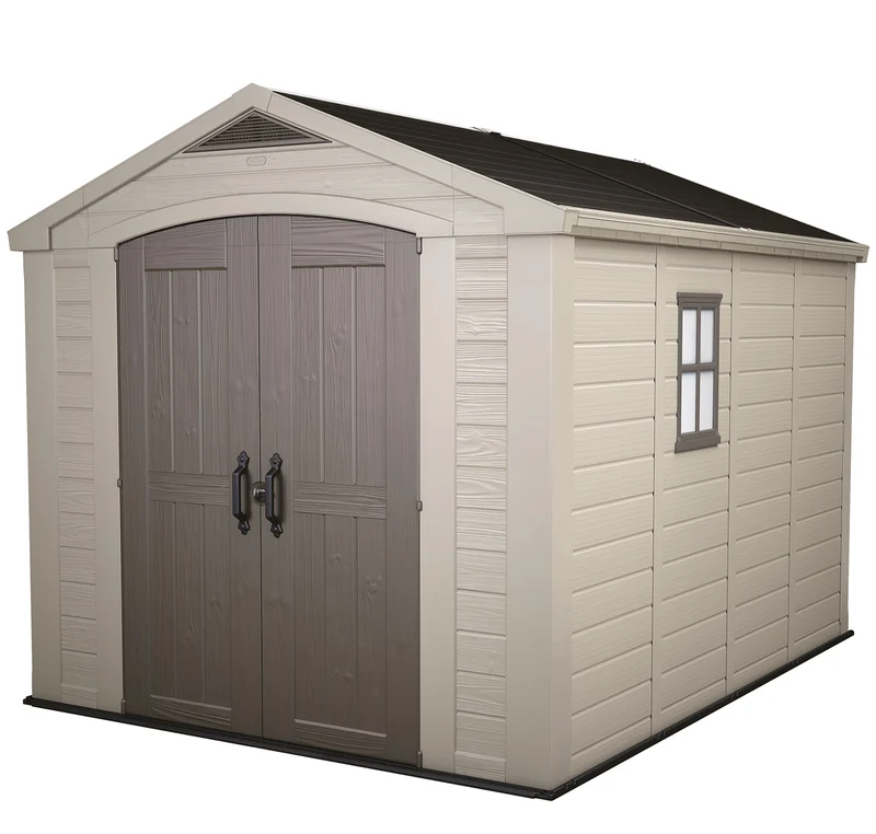 Casetta da Giardino con Mensole 256,5x331,5x243 cm Keter Factor 8x11 in Polipropilene Rinforzato Beige