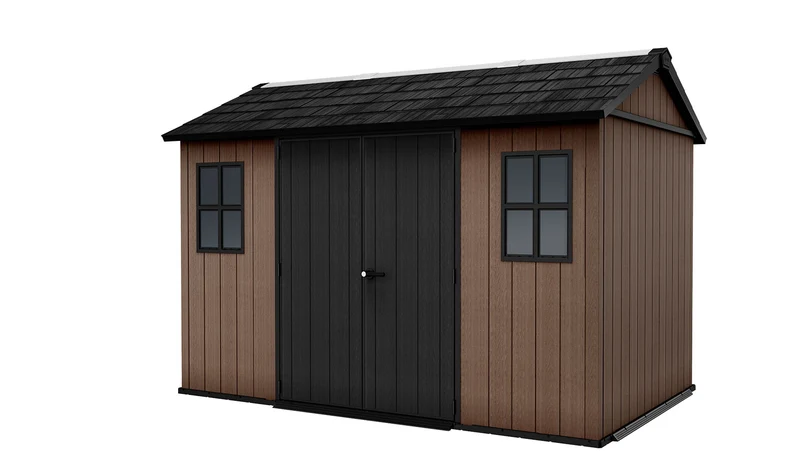 Casetta Box da Giardino 230x350x246 cm Newton Plus 7511/1175 Doppia Opzione Montaggio in Resina Evotech+ Marrone