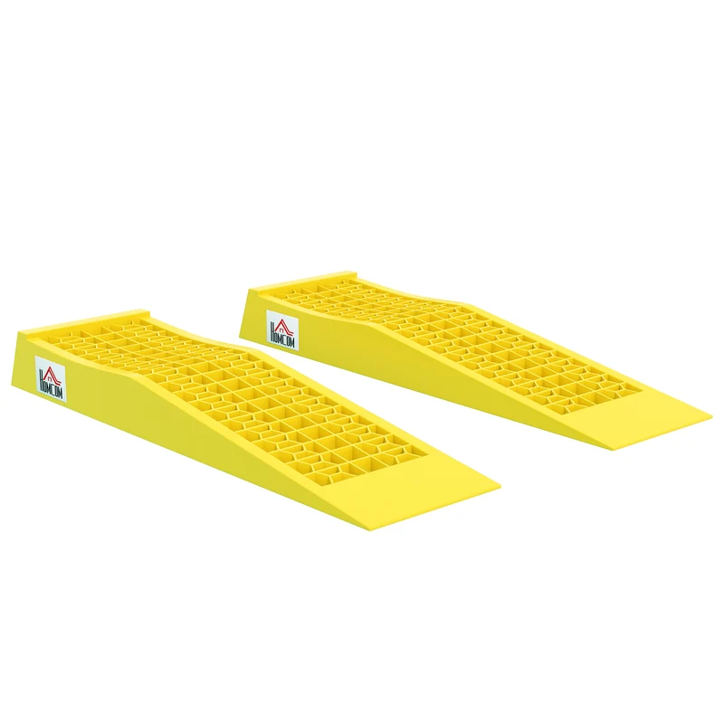 Set 2 Rampe di Carico Auto in Plastica 3 Tonnellate Antiscivolo Giallo