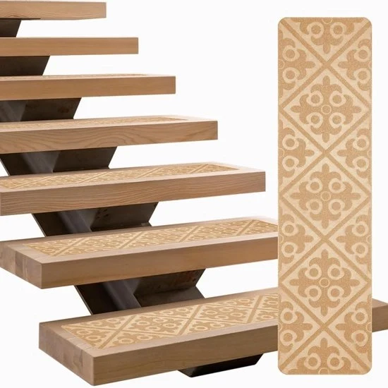 Materassini per scale in legno - 4 pacchi - tappeto antiscivolo per scale - adesivo auto - 20x76 cm riciclabile - tappeti antiscivolo per scale - tappeti con texture ruvida - tappeto di sicurezza - facile da installare - per scale in legno per interni