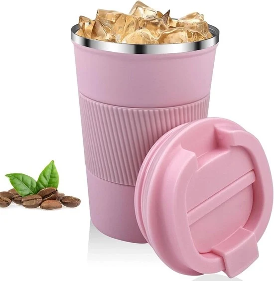Bicchiere da caffè isolato - 510 ml - bicchiere da caffè riciclabile - termos da 510 ml - bottiglia d'acqua isolata in acciaio inox - dimensioni: 16,5*7 cm