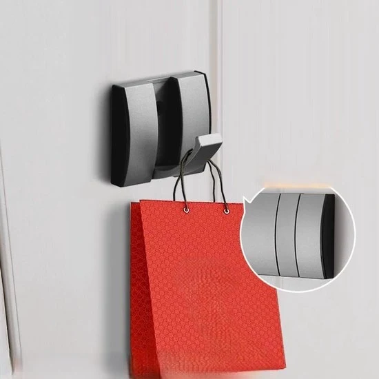 Capocassettino adesivo alla parete, porta a sospensione, capocassettino con grucce estensibili, grucce in alluminio per risparmio di spazio, barra a ganci per ingresso, bagno, cappello, asciugamano - grigio-1 gancio