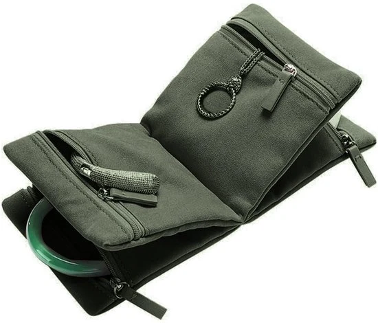 Organizzatore di gioielli con cerniera - Organizzatore di gioielli per donne, sacchetto di display pieghevole per gioielli, scatola di conservazione per collane, orecchini, anelli, bracciali - Verde scuro