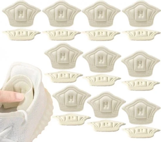 10 paia di supporti per tacco per scarpe aperte - cuscinetti per tacco imbottiti per comfort e prevenzione di screpolature - supporti antiscivolo per tacco per donne e uomini - riempitivo per scarpe troppo grandi - Beige