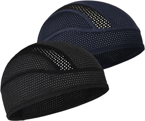 Due caschi da testa con imbottitura, casco da bicicletta raffreddante a rete per signori e signore, si adatta sotto le caschi - Blu marino e nero