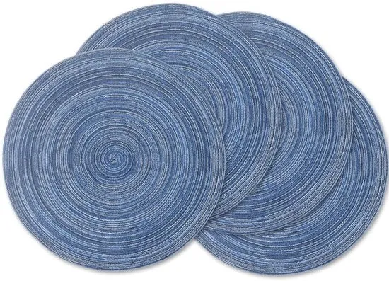 Placemats rotondi - 6 pacchi - 38 cm placemats di cotone - lavabili placemats - placemats resistenti al calore - servizio da tavola antiscivolo - adatto per cucina tavola da pranzo famiglia ristorante - blu - 38cm
