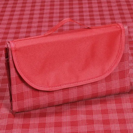 Striscia impermeabile, tende da picnic per esterno, impermeabile e impermeabilizzata, coperte portatili, pieghevoli e leggere per campeggio in primavera e estate, spiaggia, parco (150*200cm) - rosso