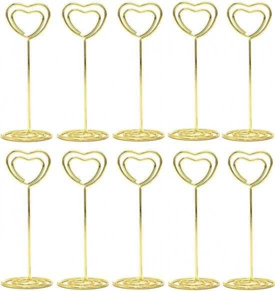 Clip per foto - sostenitore di foto con pinza - clip per foto - 10 pezzi - cartellino - supporto per carta da tavolo - nome sulla porta - per ufficio/ matrimoni/feste/decorazione domestica - oro