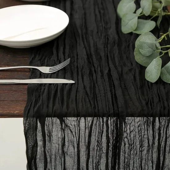Telaio decorativo per formaggi in tessuto, decorazione di seta per la tavola da pranzo, per interni, feste, matrimoni, party, compleanni, nero, 90*300cm