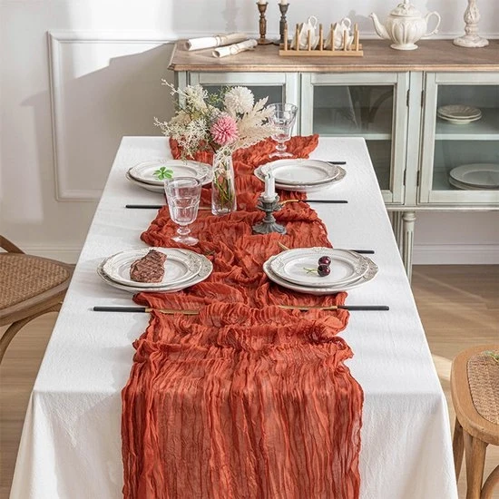 Tavolo da 90x180cm con tovaglia chiffon pieghettata - Tovaglia in paglia per decorazione di tavolo - Stile bohemiano per decorazione di casa - Tavolo da festa - Adatto per feste e partite