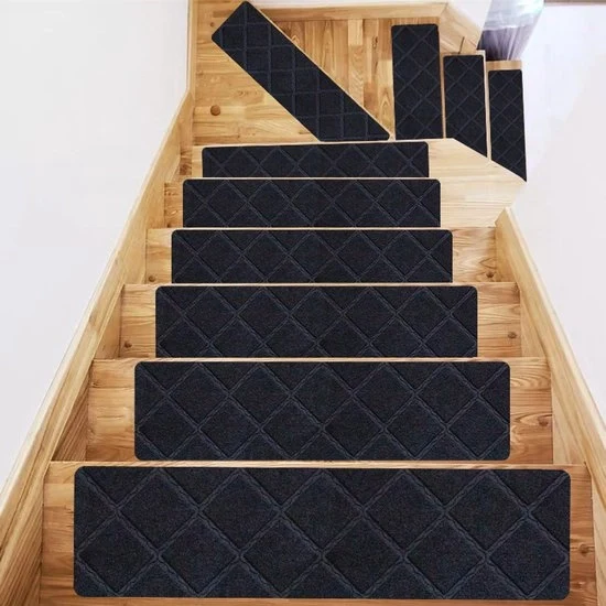 Schiacciafuochi in legno - 4 pacchi - tappeti antisliporto scalini - autoadesivi - 20x30 cm riutilizzabili - tappeti antisliporto - tappeti a rilievo spazzolati - tappeti di sicurezza - facile da installare - per scale in legno all'interno della casa