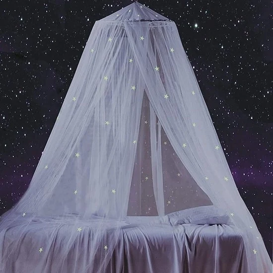 Tenda da letto - 60x250x900cm Tenda a cupola appesa - con stelle luminose fluorescenti - Tenda per casa - Ideale ombrello per lettini e materassi - Facile da montare - Adatto per uso interno ed esterno