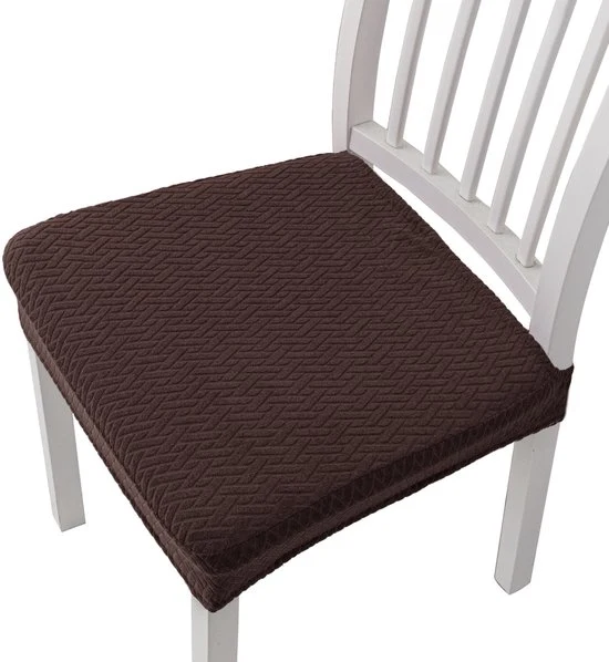 4 copie coprisella da divano con tessuto jacquard stretch, rimovibili e lavabili, con cinturini di sostegno - marrone - 35*35*5