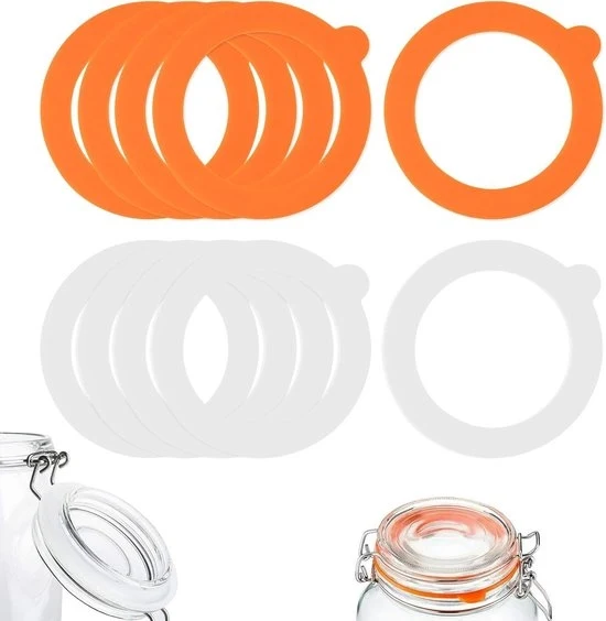Ringen in Silicone, Gasket Senza Colorante - Gasket 16 Pezzi - 75 mm x 95 mm x 2 mm - Ringen per Weckpot in Gomma - Dimensione Standard - Riciclabili - Ringhe di Ricambio - Impacchi di Gomma di Ricambio