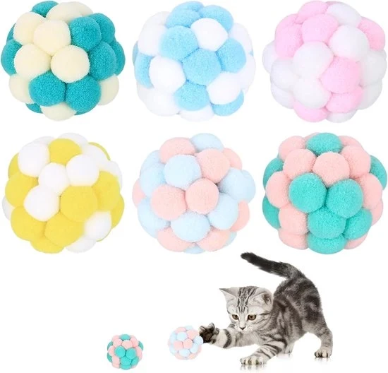 Sferette da gioco per gatti in peluche colorate con campanelli per gatti e gattini - gioco interno - masticazione - grattamento - giocattoli per animali domestici