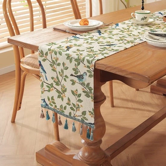 Tavolo da pranzo in tessuto jacquard 30x120cm - tovagliato in cotone e lino - tovagliato tessuto con maniglie - antiscivolo e impermeabile - adatto per decorazione di cucina e ristorante