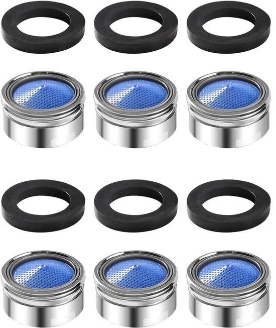 6 Stuks Valvola di Regolazione con 6 Impacchi di Gomma, Accessori per Filtri di Acqua con Filtro ABS, per Cucina e Bagno - Argento - 22mm