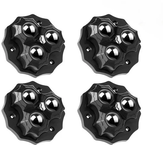 Ruote per mobili, ruote con piastra di trasmissione a sfera autoadesiva, ruote per mobili per mobili, scatola di conservazione, accessori da cucina - nero