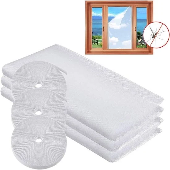 Sistema di protezione dagli insetti per finestre - 3 pezzi - rete di protezione insetti autoadesiva - senza forature - con adesivo - schermo antinsetti, anti-zanzare e api - lavabile - adatto per più finestre - 150x200CM - Bianco - 1,5*2m