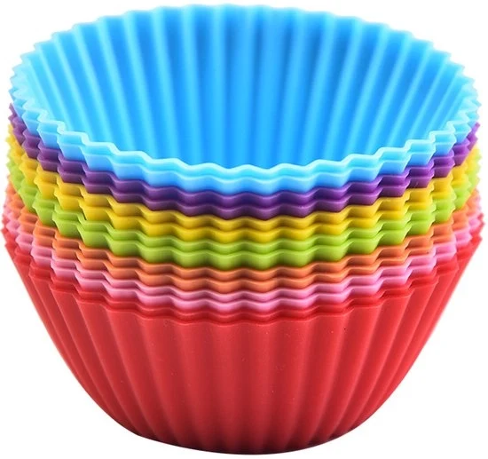 Forme per Cupcake in Silicone, 28-Pack Forme per Torta in Silicone, Forme per Muffin Reutilizzabili, Forme per Cupcake in Silicone Resistenti al Lavarono, Forme per Muffin in Silicone per la Cottura di Torte, Gelato, Muffin Pudding (Rond-7x7x3cm)