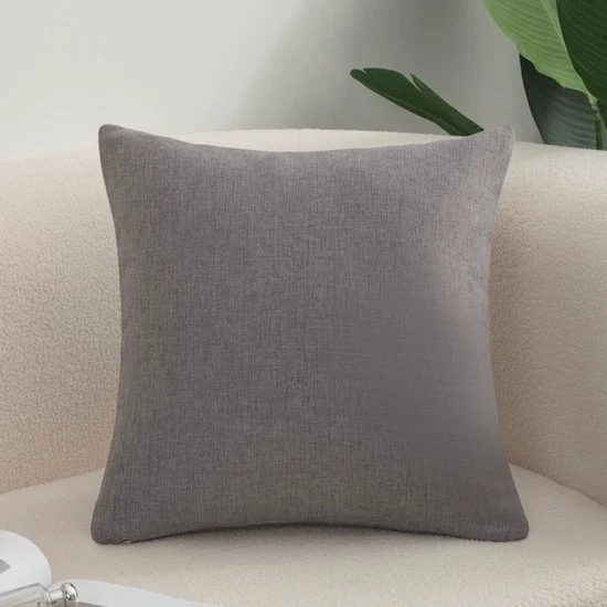 Pacco di 2 coprisacco, copertine accoglienti di cotone e lino per divano, divano letto, salotto, casa, coprisacco liscio (50*50cm) - Grigio chiaro