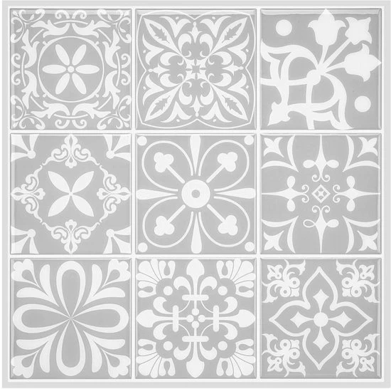 6 velline stickere per parete - tegole adesive per parete posteriore - stickere per parete in stile vintage - stickere 3D adesivi per parete - stickere in stile marmo - modello di mattonelle in stile barocco - dimensioni (30 x 30 cm)