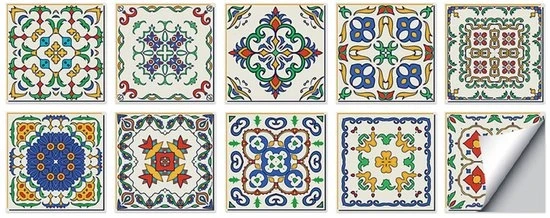 Set di 10 adesivi per piastrelle autoadesivi 10 x 10 cm decorazione per parete adesivi per piastrelle acqua-resistenti per PVC per parete decorativa olio-resistente per abitazione, adatto per soggiorno, cucina, bagno, decorazione.