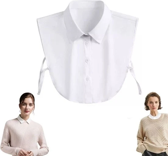 Kraag per donna - Nekomtrek 40cm - Cappuccio in cotone largo - Cappuccio per camicia - Cappuccio sostituibile - Cappuccio per autunno, inverno e primavera - Regolabile - Rimovibile - Cappuccio - Sostituto di camicia - Camicia - Nekomtrek 40cm - Bianco