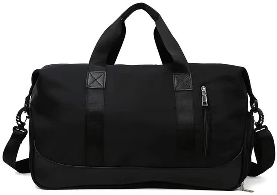 Borsa Sport per Viaggio - 47 x 22 x 25 cm - Borsa per la Spalla - Borsa per la Spalla con Tasca per Scarpe - Impermeabile e Duraturo - Idonea per Uomo e Donna - Adatta per Nuoto e Viaggio - Nero - 47*22*25cm