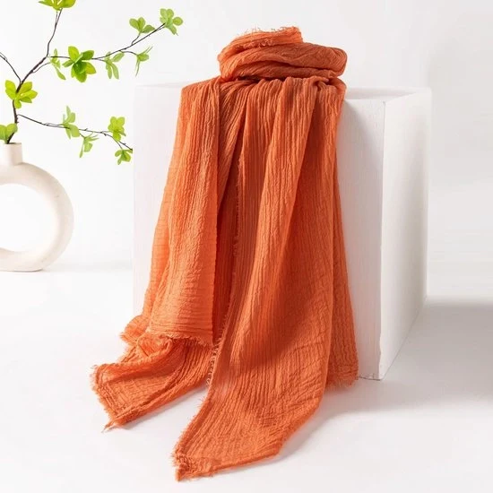 Sjaal per donna per estate, sjaal per donna per primavera e estate, colore uniforme, protezione solare, ombrello, sjaal per donna, cappello, grande sjaal leggera per donna in tessuto di seta 74”×39” - Arancione - 190*100cm