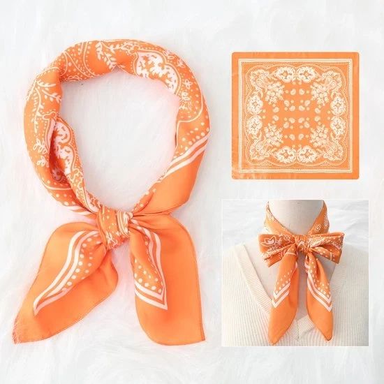 Sfaccettata sciarpa per donna arancione | accessori sciarpa 70x70cm | Sciarpa quadrata tessuto morbido | Cappello per donna | Sciarpa di stewardess arancione | Sciarpa per collo