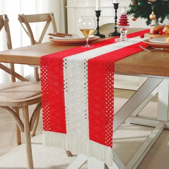 Operatore di tavolo in stile rustico 30x240cm - Operatore di tavolo per cucina con pennelli - Operatore di tavolo bohemien - Decorazione da tavolo rustica - Adatto per decorazione da tavolo, casa, doccia da sposa, matrimonio