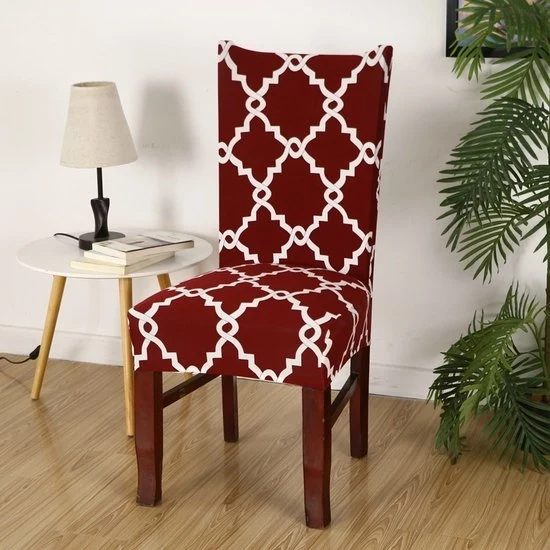 Sedia da tavolo 6 posti, alta, con struttura in rattan rosso, rimovibile e lavabile
