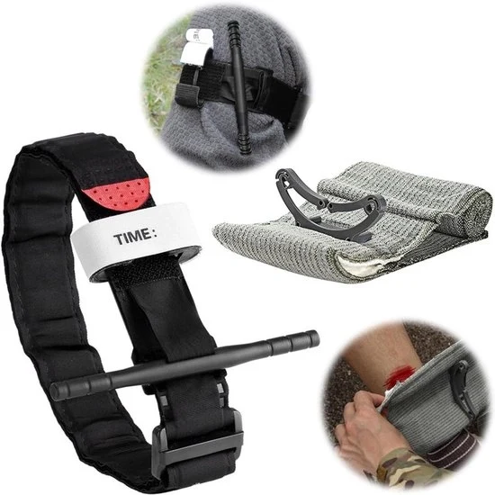 Tourniquet tattico 2 in 1 - 950 mm tourniquet CAT + 15 cm tourniquet di emergenza - Prima assistenza in caso di ferita - Impacco di emergenza unico per attività all'aperto - Adatto per camminate, arrampicate, sport, arrampicate su roccia, campeggio