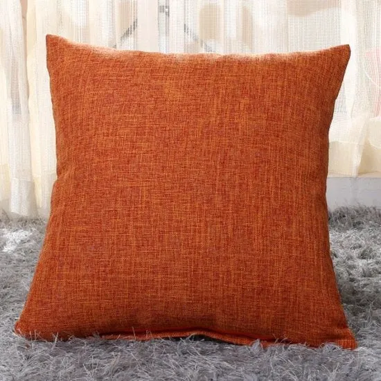 Set di 2 cuscini copri in lino spesso - 50x50cm - Copri cuscino quadrato per esterno - Decorazione per la casa - Con chiusura a righello invisibile - Adatto per divano letto, ufficio - Arancione