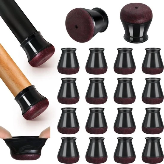 Piede Protezione per Pavimenti, 16 pezzi di silicone, coppe per piedi in legno duro con imbottitura a nastro, protezione per piedi di mobili (dimensione: 23 mm) - Nero