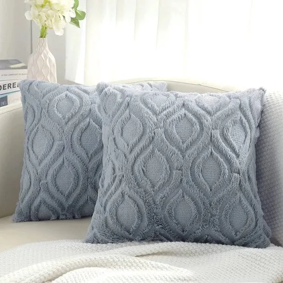 Set di cuscini 18x18 pollici da 2, cuscini morbidi con piuma imitante, slanciati cuscini per divano letto per soggiorno arredamento - Grigio chiaro - 45*46cm