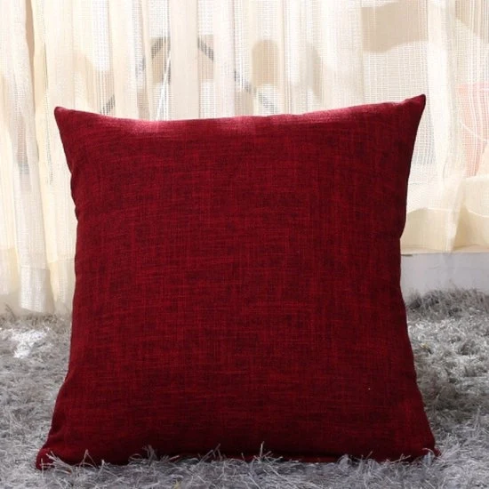 Set di cuscini in lino spessi - 2 pezzi - 40x40 cm cuscini in lino quadrati - Copricuscino per esterno - Decorazione per la casa - Con chiusura invisibile - Adatto per divano letto, ufficio - Rosso vino