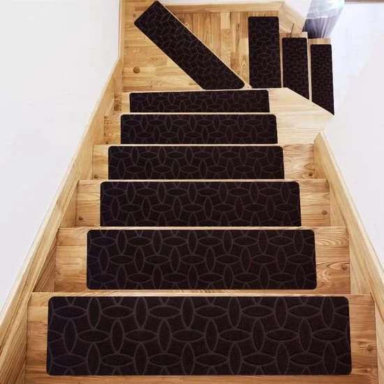 Trappatoie in legno - 4 pacchi - tappeto antislippo scalini - adesivo - 8x30 pollici riutilizzabile - trappatoie antislippo - tappeti di rilievo borsettati - tappeto di sicurezza - facile da installare - per scale in legno all'interno di casa