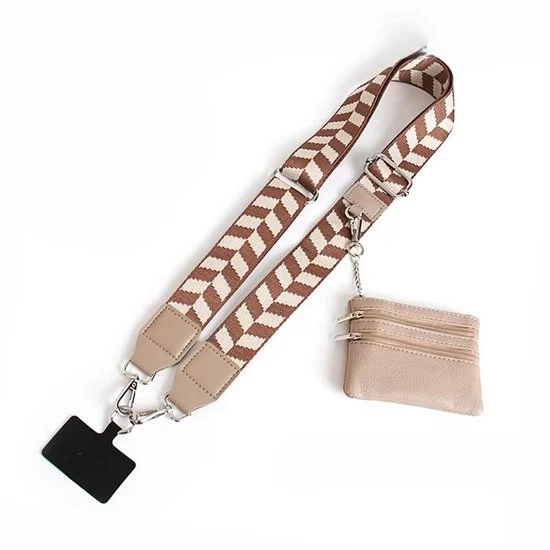 Cinturino per telefono con taschino - Cinturino da crossbody per telefono stilevole e regolabile con portafoglio in pelle per tutti i telefoni - 031